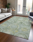 LOOMLAN Rugs Savarna Green Washable Indoor-Outdoor Rug