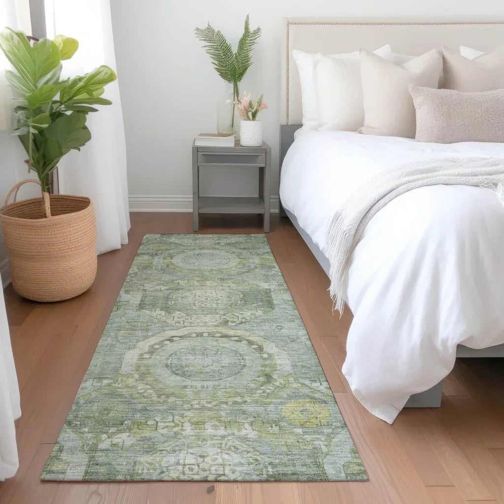 LOOMLAN Rugs Savarna Green Washable Indoor-Outdoor Rug