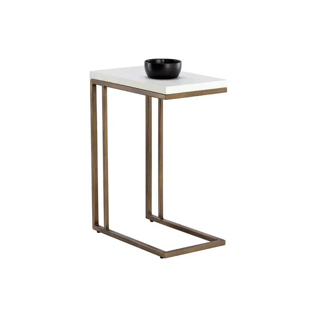 SUNPAN Sawyer Steel d Concrete Outdoor Rectangular End Table