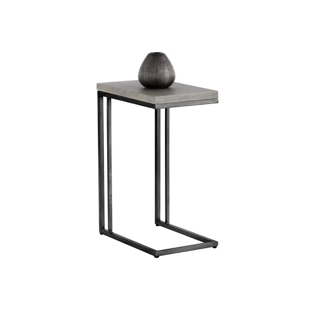 SUNPAN Sawyer Steel d Concrete Outdoor Rectangular End Table