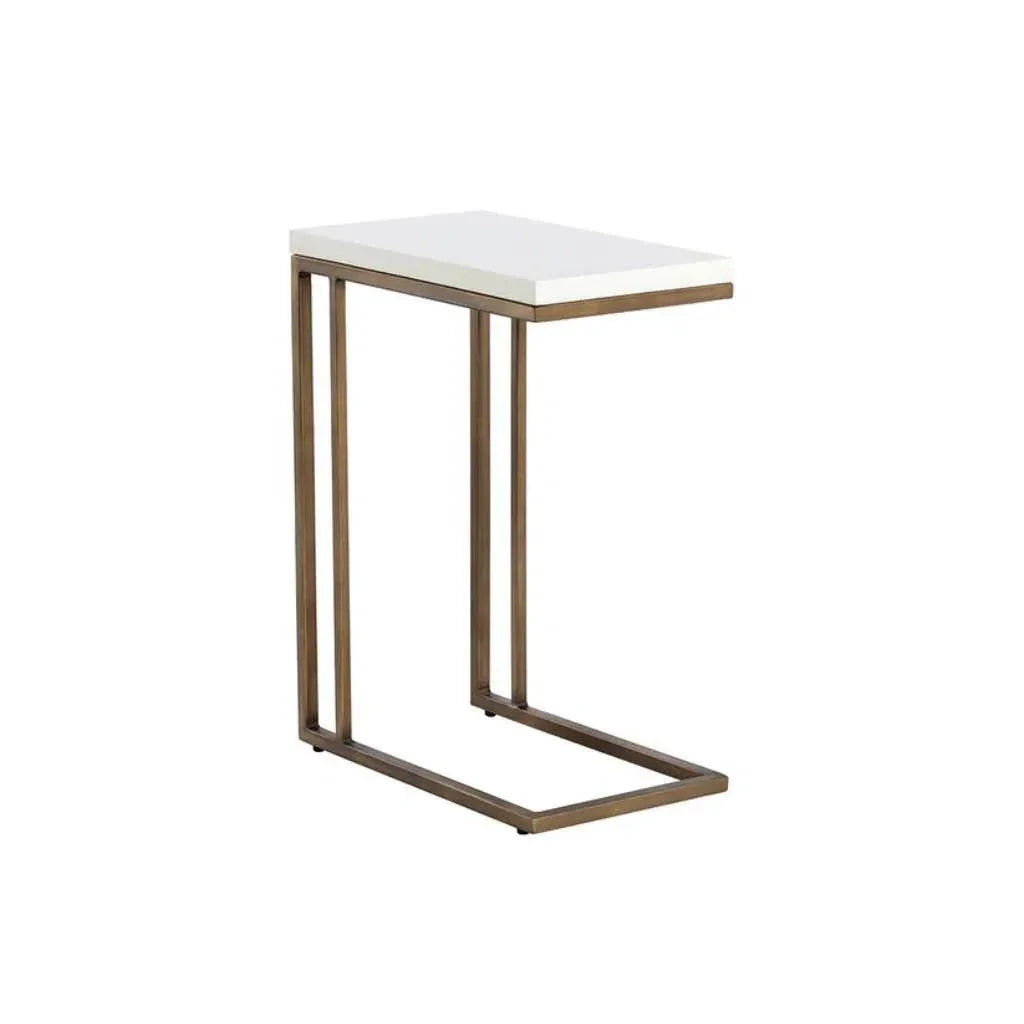 SUNPAN Sawyer Steel d Concrete Outdoor Rectangular End Table