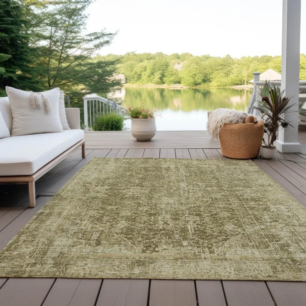 LOOMLAN Rugs Scarlune Brown Washable Indoor-Outdoor Rug
