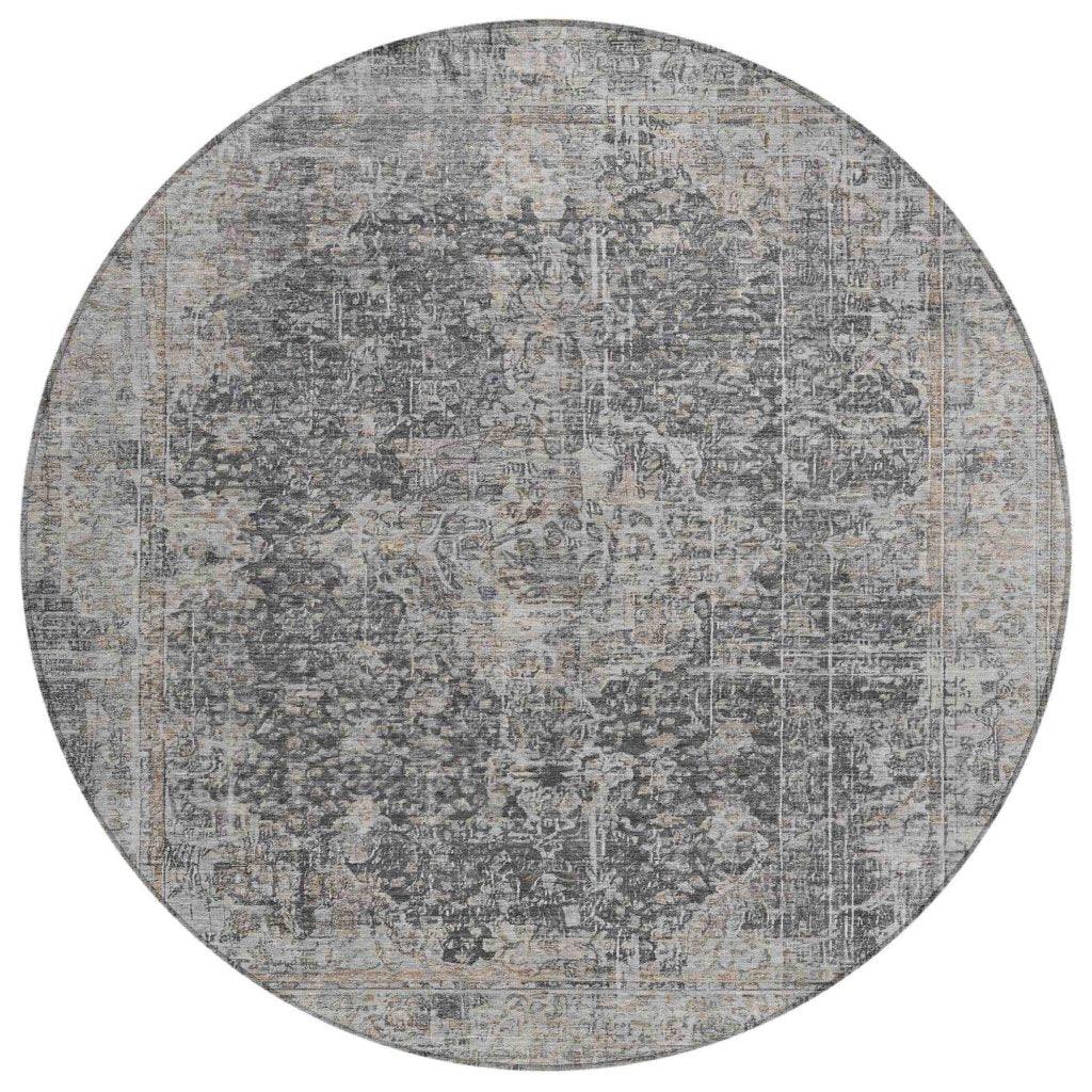 LOOMLAN Rugs Scarlune Gray Washable Indoor-Outdoor Rug