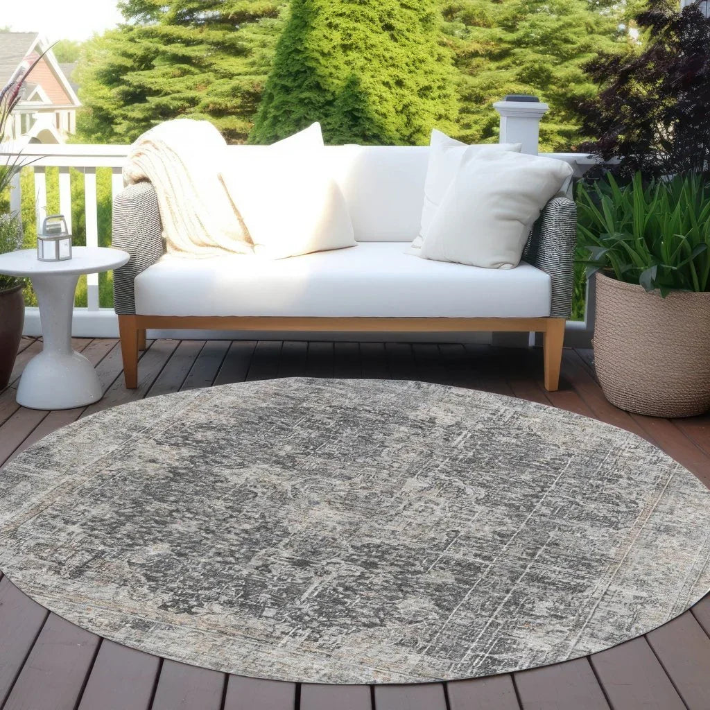 LOOMLAN Rugs Scarlune Gray Washable Indoor-Outdoor Rug