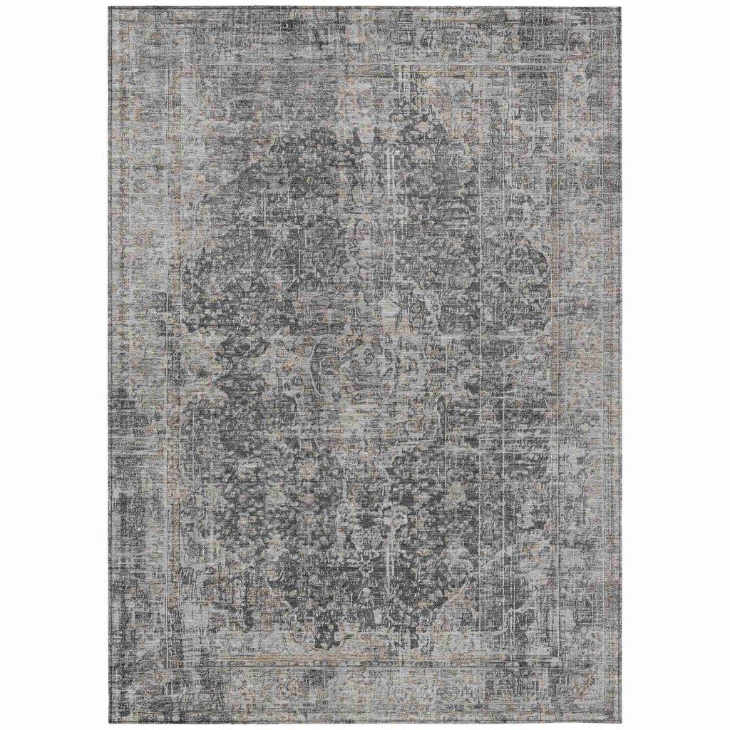 LOOMLAN Rugs Scarlune Gray Washable Indoor-Outdoor Rug