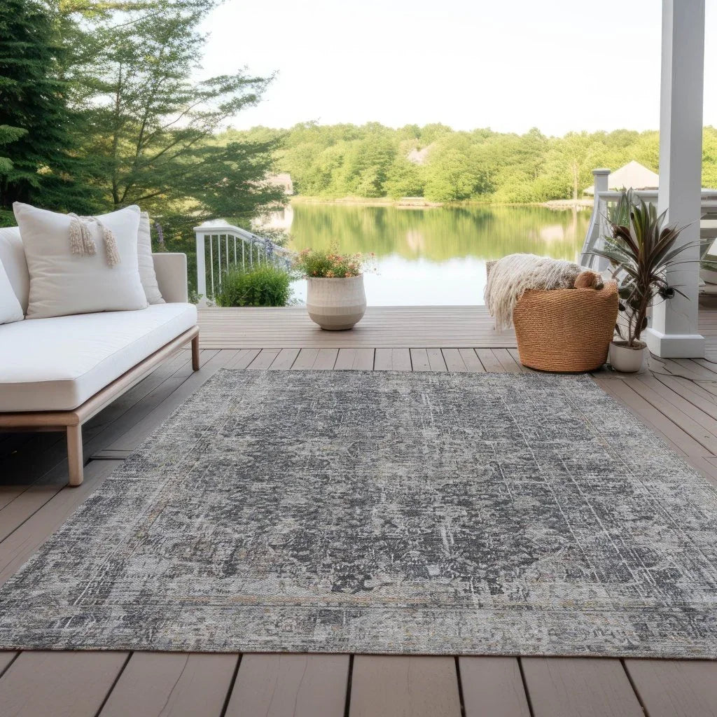 LOOMLAN Rugs Scarlune Gray Washable Indoor-Outdoor Rug