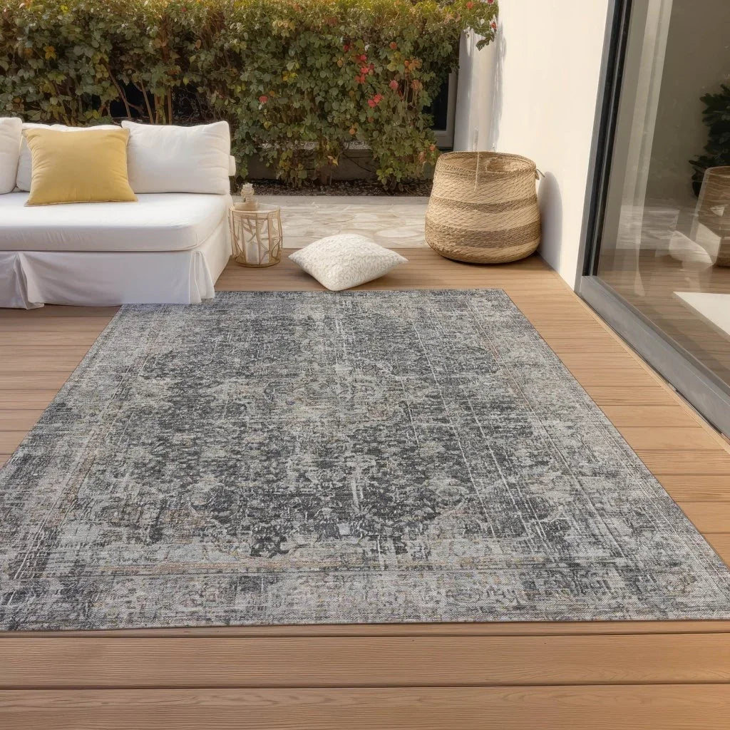 LOOMLAN Rugs Scarlune Gray Washable Indoor-Outdoor Rug