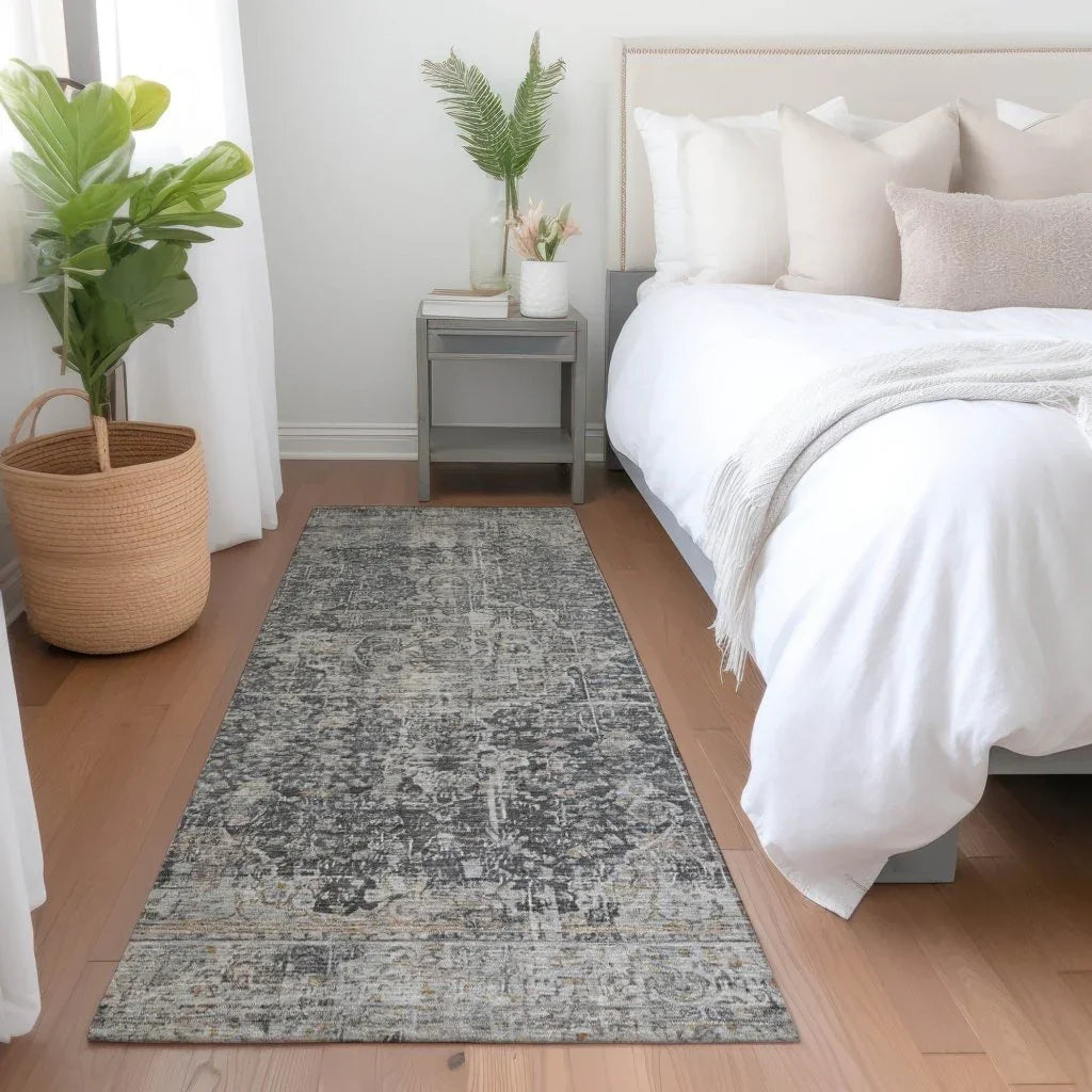 LOOMLAN Rugs Scarlune Gray Washable Indoor-Outdoor Rug