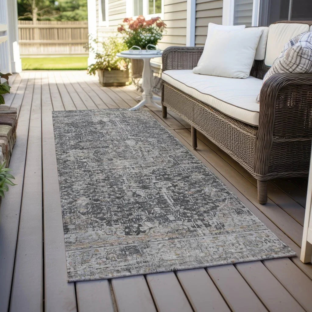 LOOMLAN Rugs Scarlune Gray Washable Indoor-Outdoor Rug