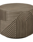 Serenity Textured Round Drum Table - Brown Outdoor Accent Table-Outdoor Side Tables-Seasonal Living-LOOMLAN