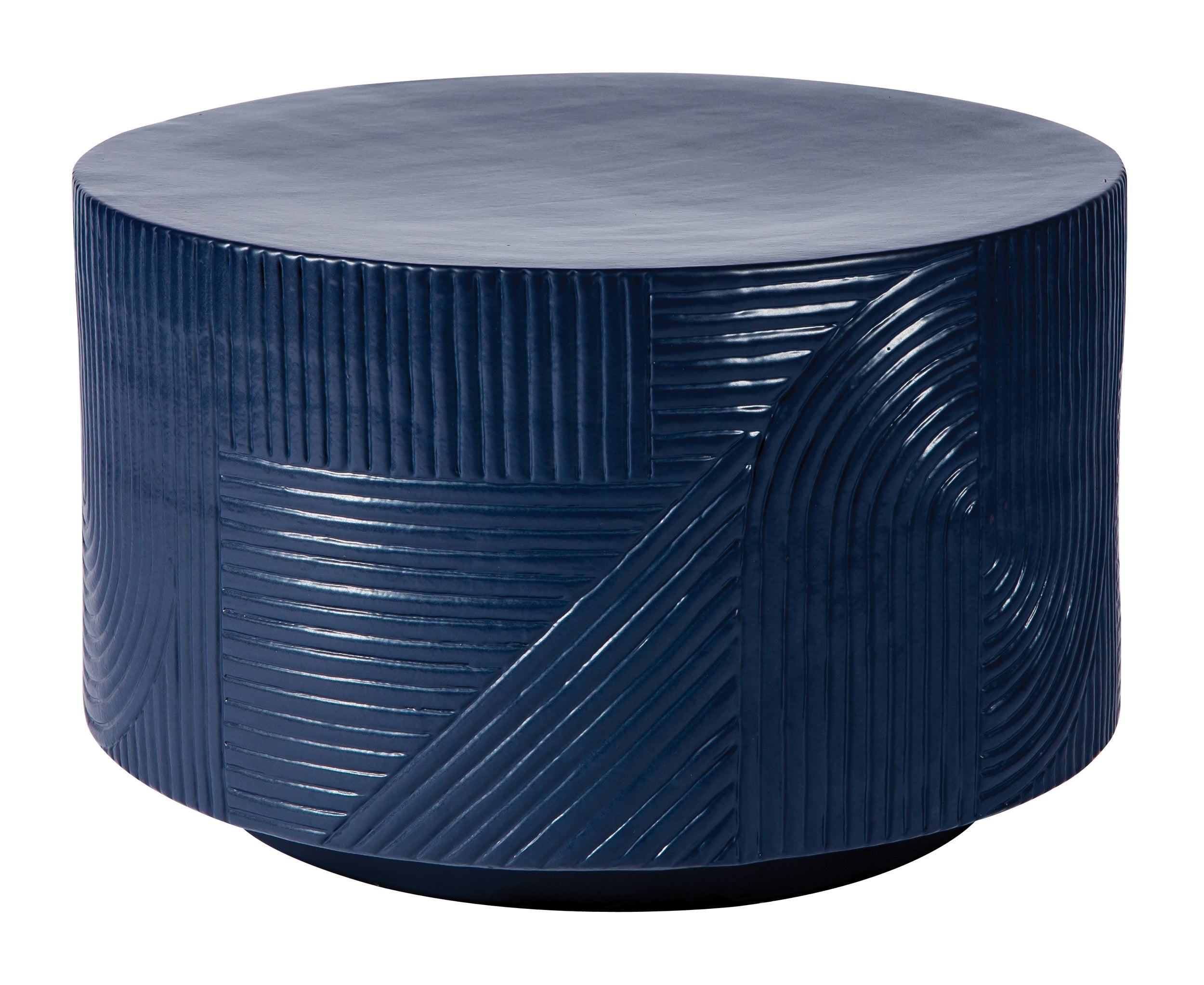 Serenity Textured Round Table 24&quot; - Blue Outdoor Accent Table-Outdoor Side Tables-Seasonal Living-LOOMLAN