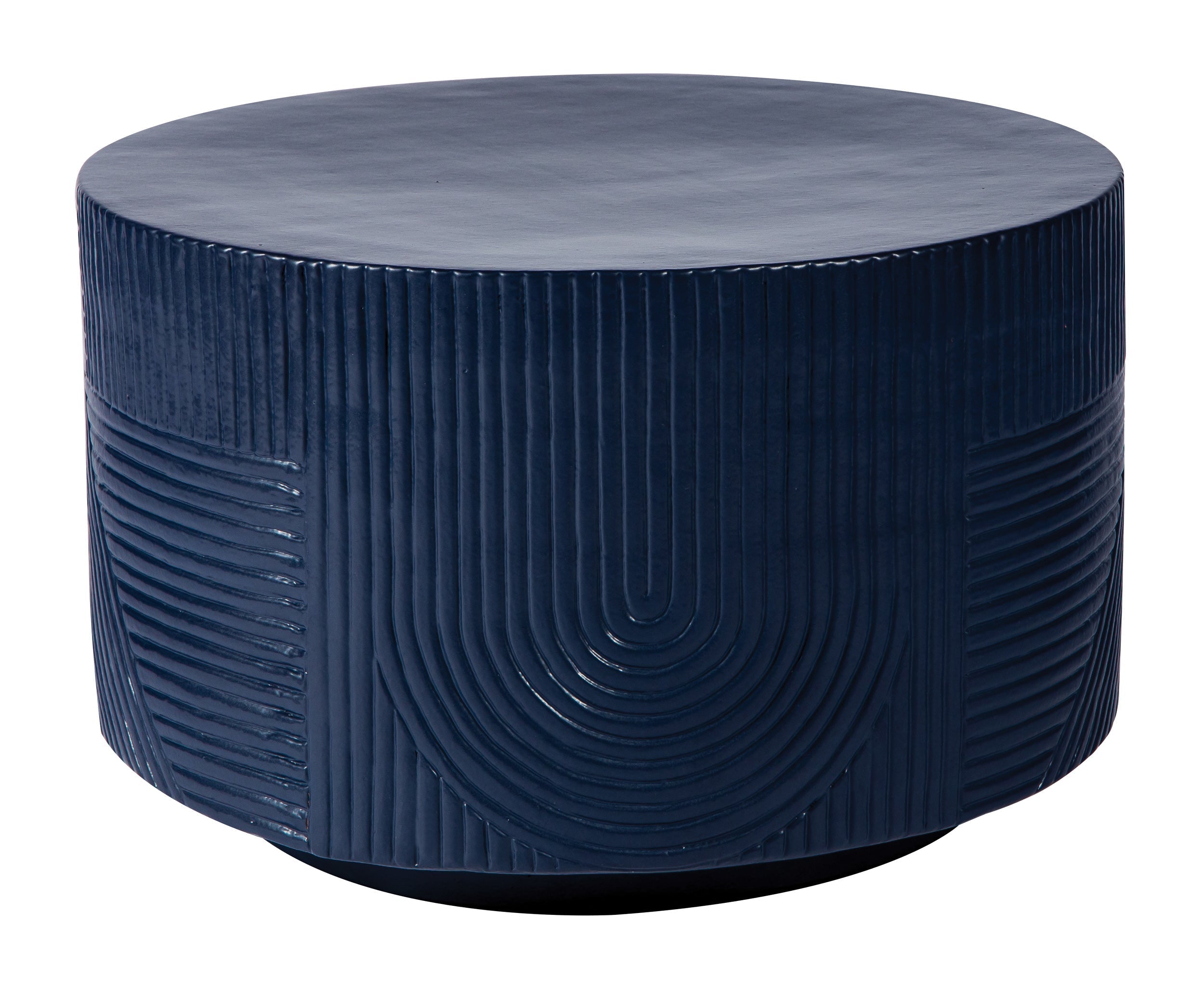 Serenity Textured Round Table 24&quot; - Blue Outdoor Accent Table-Outdoor Side Tables-Seasonal Living-LOOMLAN