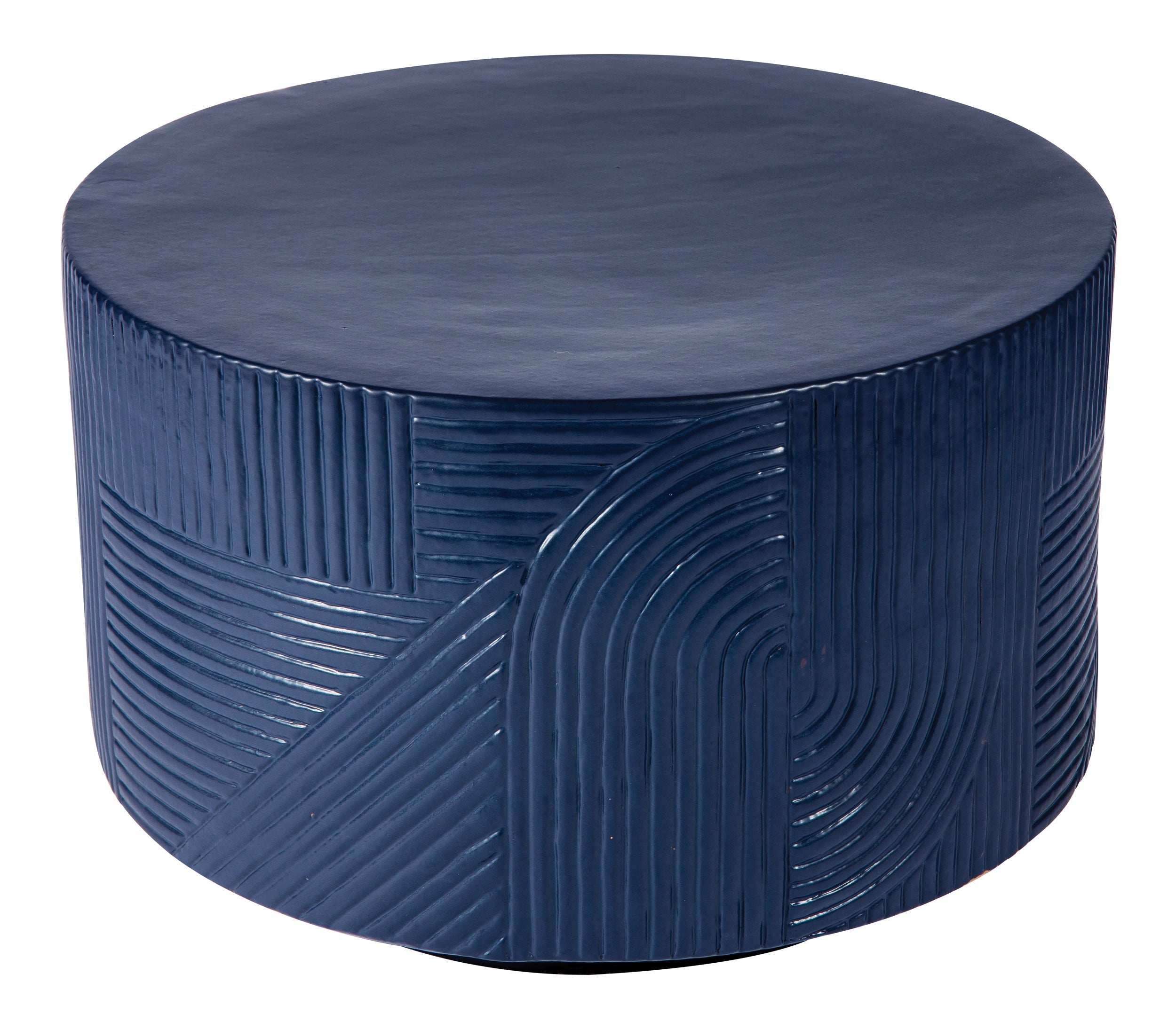 Serenity Textured Round Table 24&quot; - Blue Outdoor Accent Table-Outdoor Side Tables-Seasonal Living-LOOMLAN