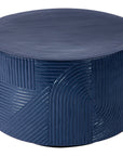 Serenity Textured Round Table 24" - Blue Outdoor Accent Table-Outdoor Side Tables-Seasonal Living-LOOMLAN