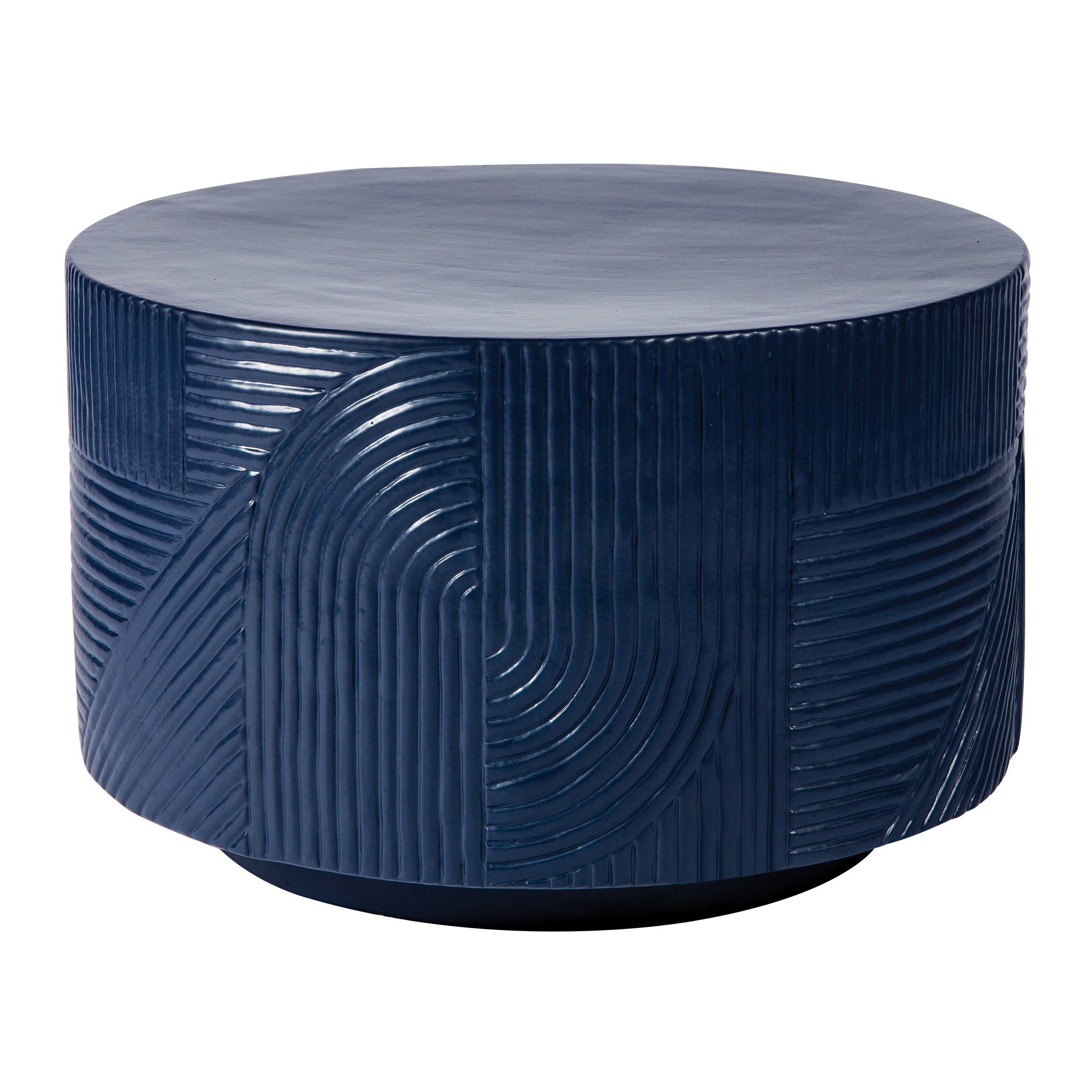 Serenity Textured Round Table 24&quot; - Blue Outdoor Accent Table-Outdoor Side Tables-Seasonal Living-LOOMLAN