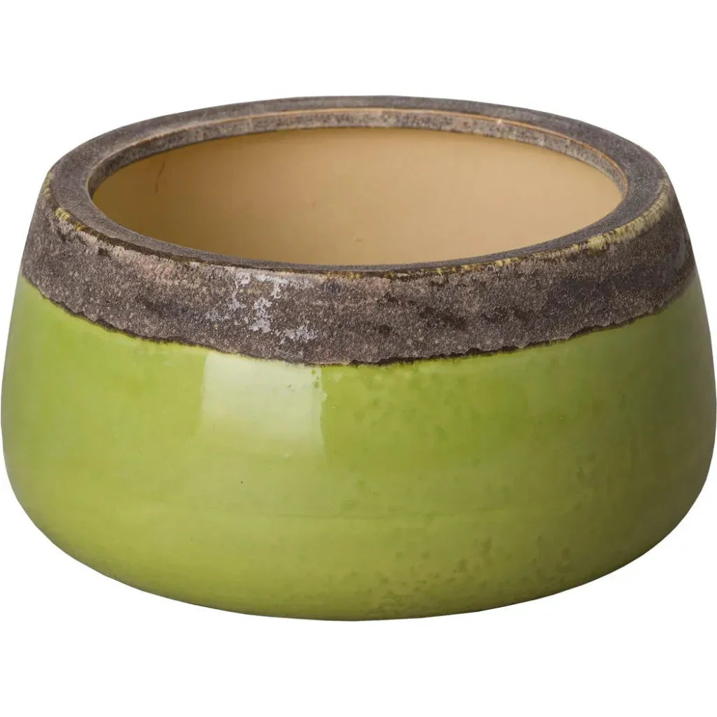 Emissary Shallow Ceramic Round Planter