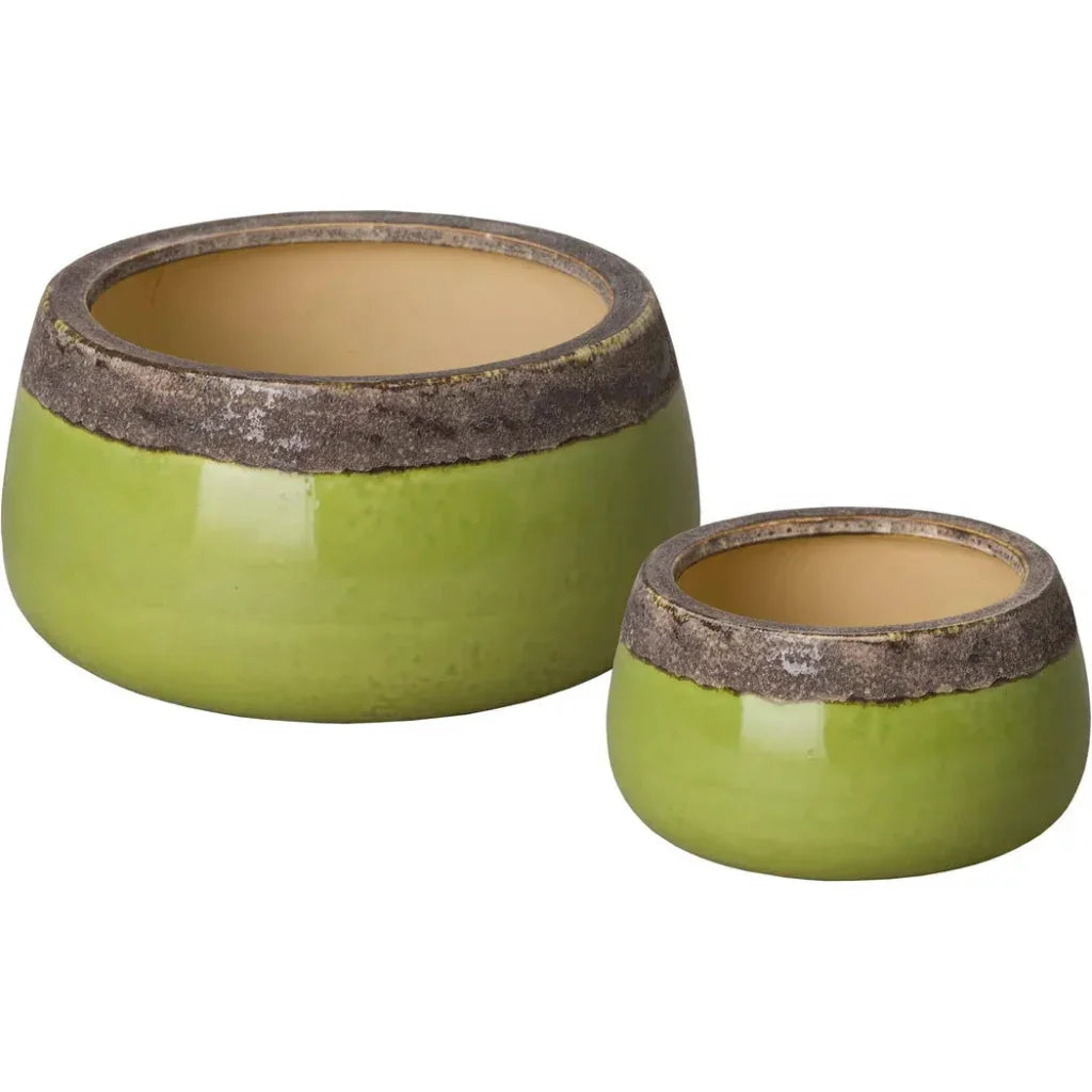 Emissary Shallow Ceramic Round Planter