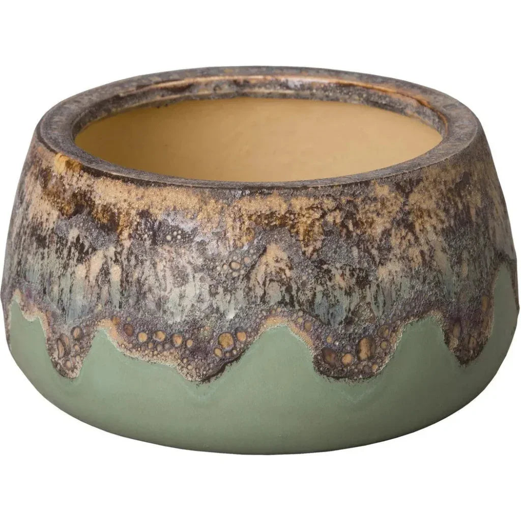 Emissary Shallow Ceramic Round Planter