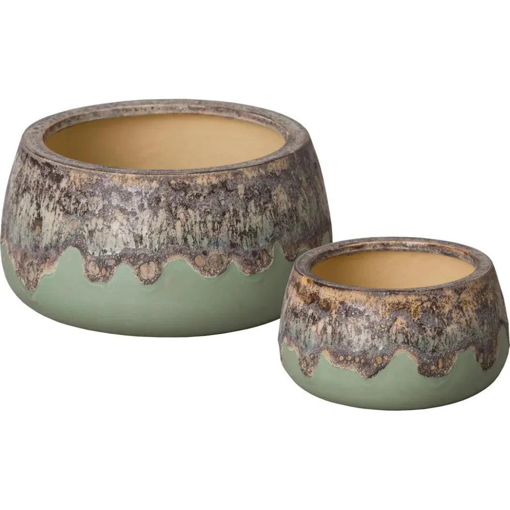 Emissary Shallow Ceramic Round Planter
