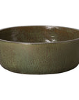 Emissary Shallow Metallic Green Ceramic Outdoor Planter