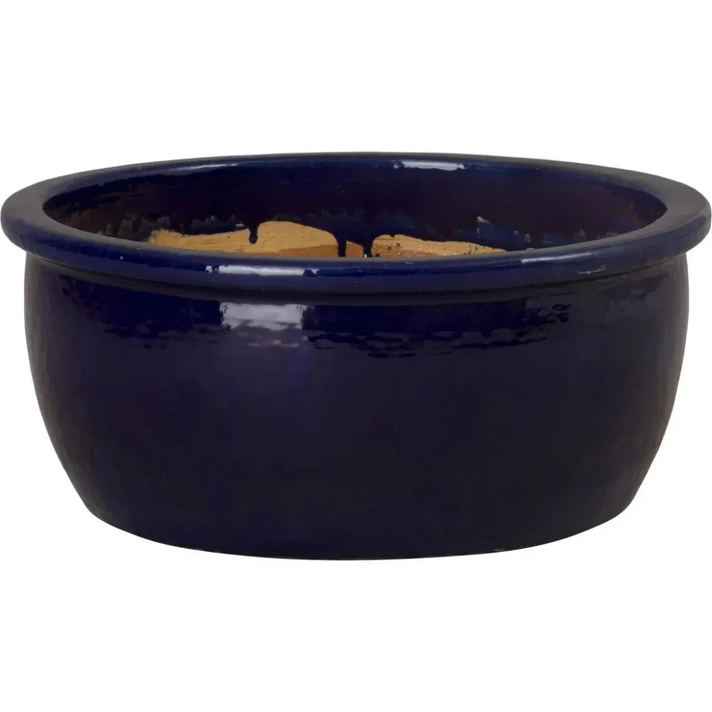 Emissary Shallow Round Ceramic Lip Planter