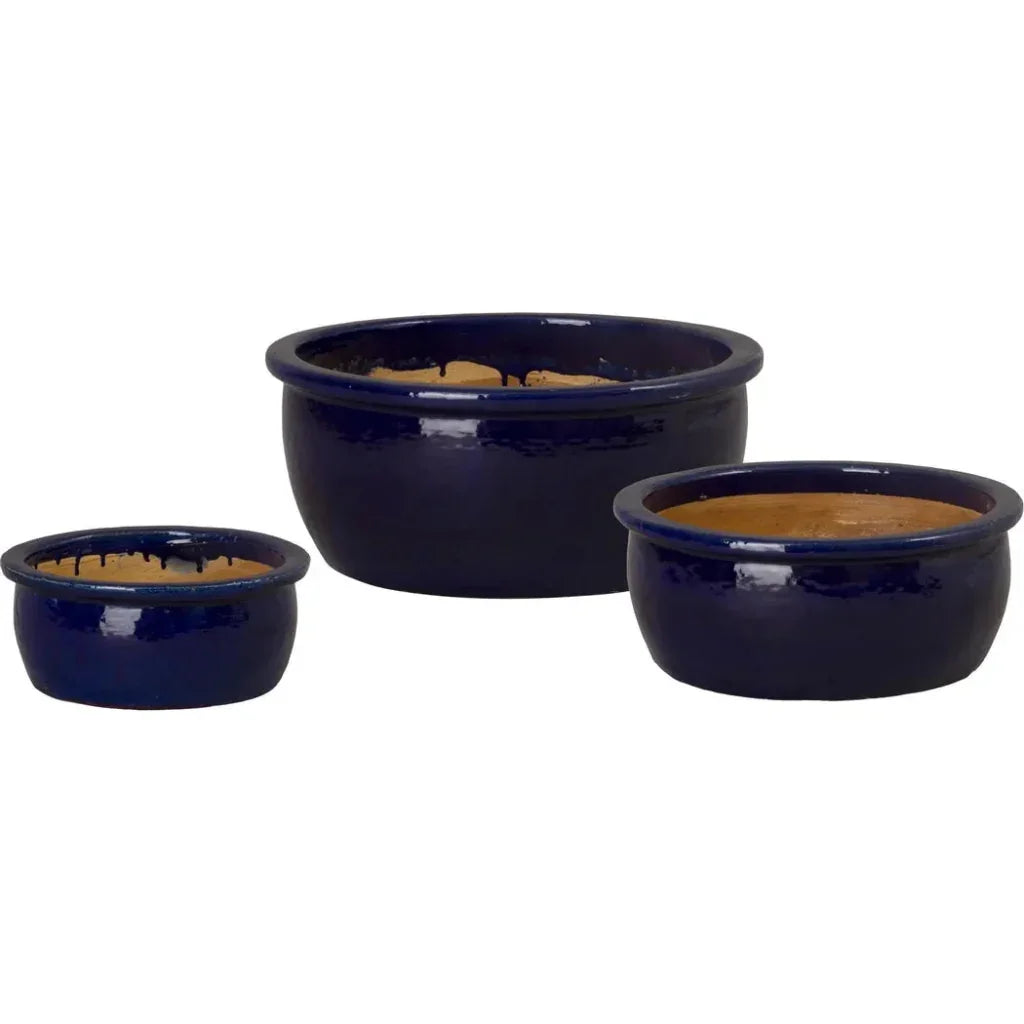 Emissary Shallow Round Ceramic Lip Planter