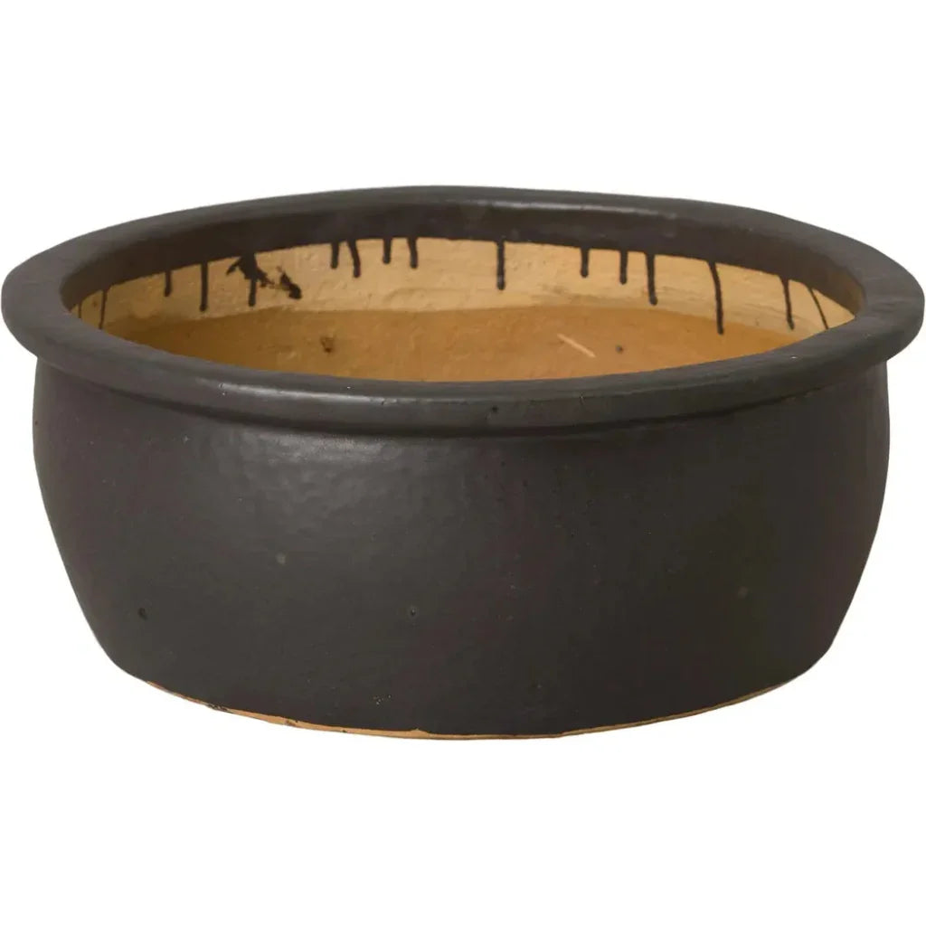 Emissary Shallow Round Ceramic Lip Planter