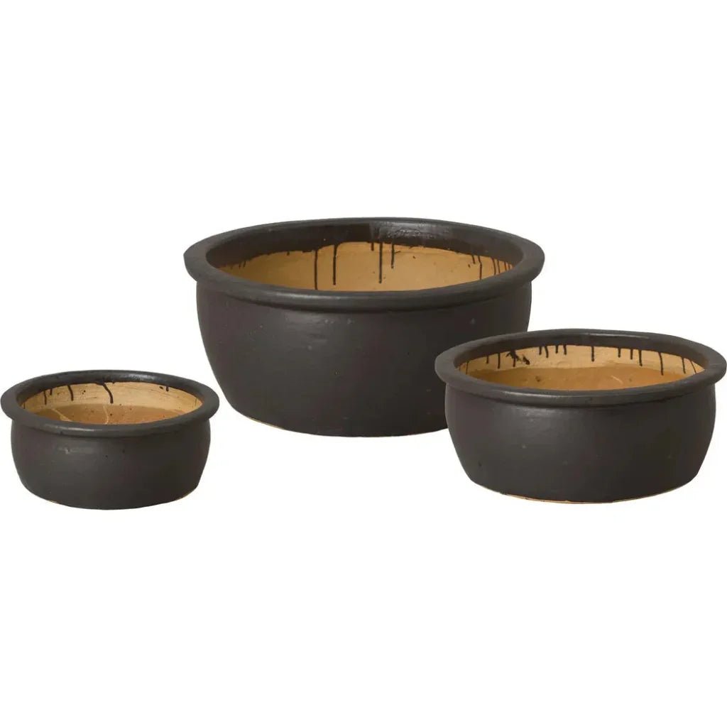 Emissary Shallow Round Ceramic Lip Planter