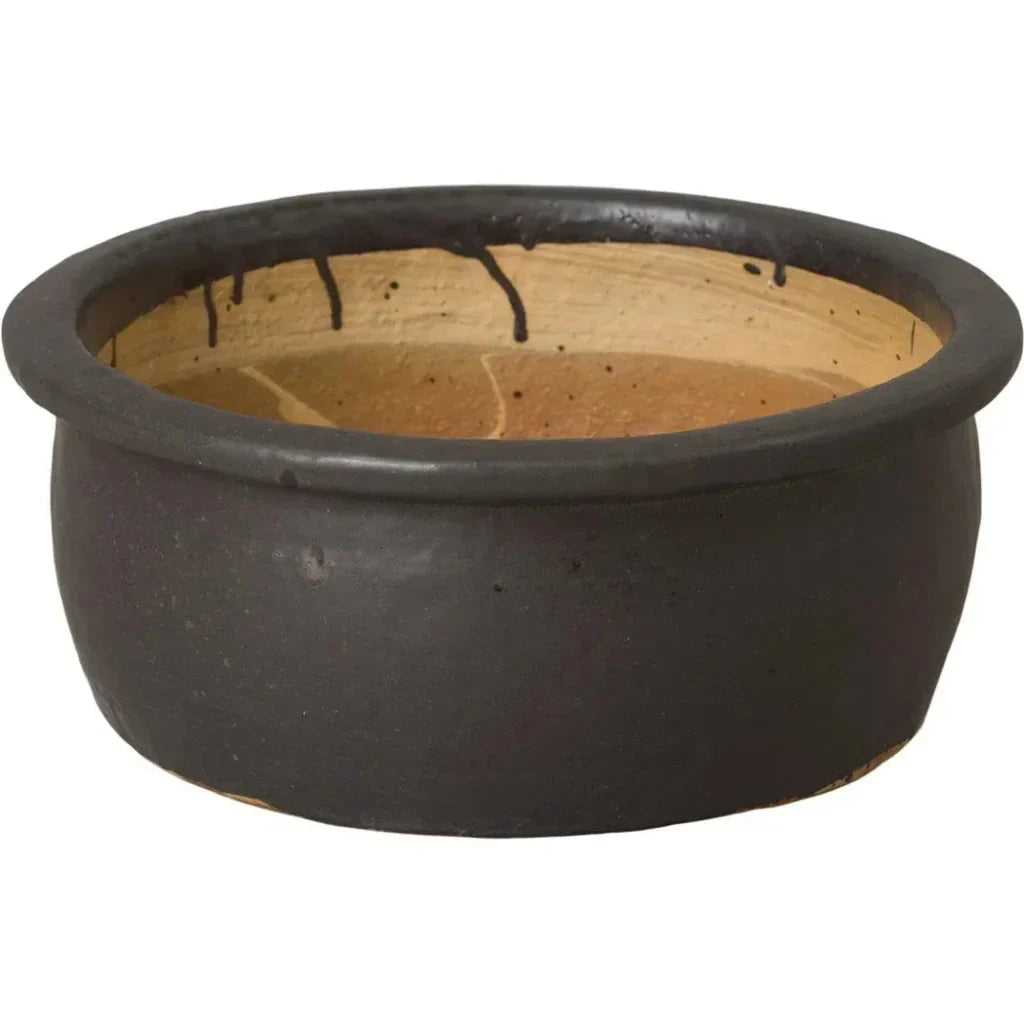 Emissary Shallow Round Ceramic Lip Planter