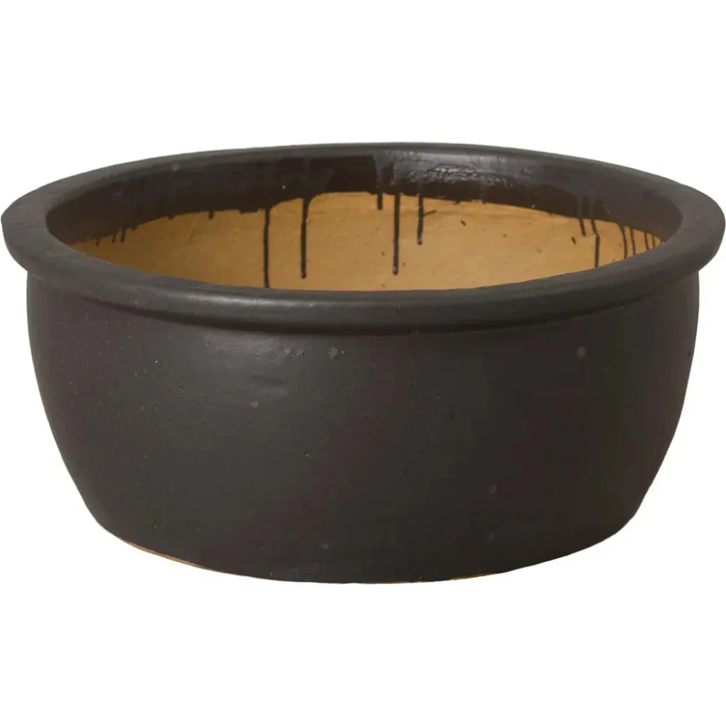 Emissary Shallow Round Ceramic Lip Planter