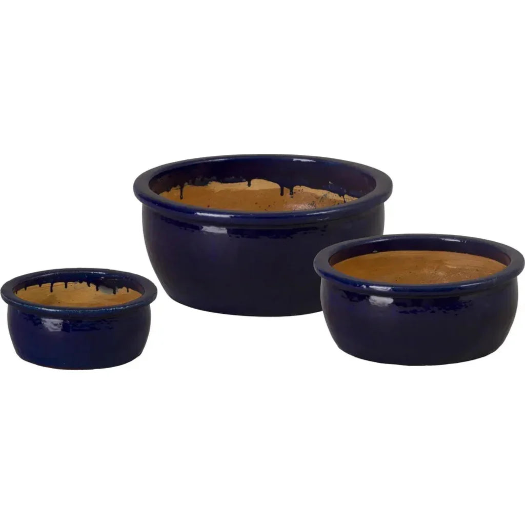Emissary Shallow Round Ceramic Lip Planter