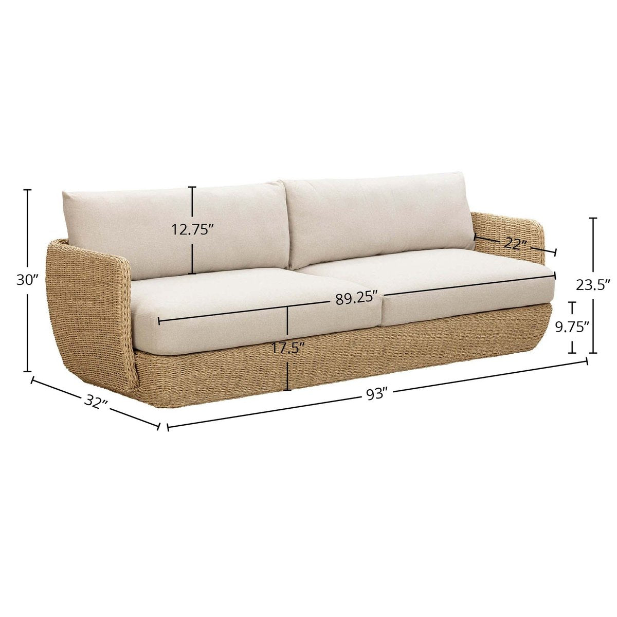 LH Home Siesta All-Weather Wicker Outdoor Sofa