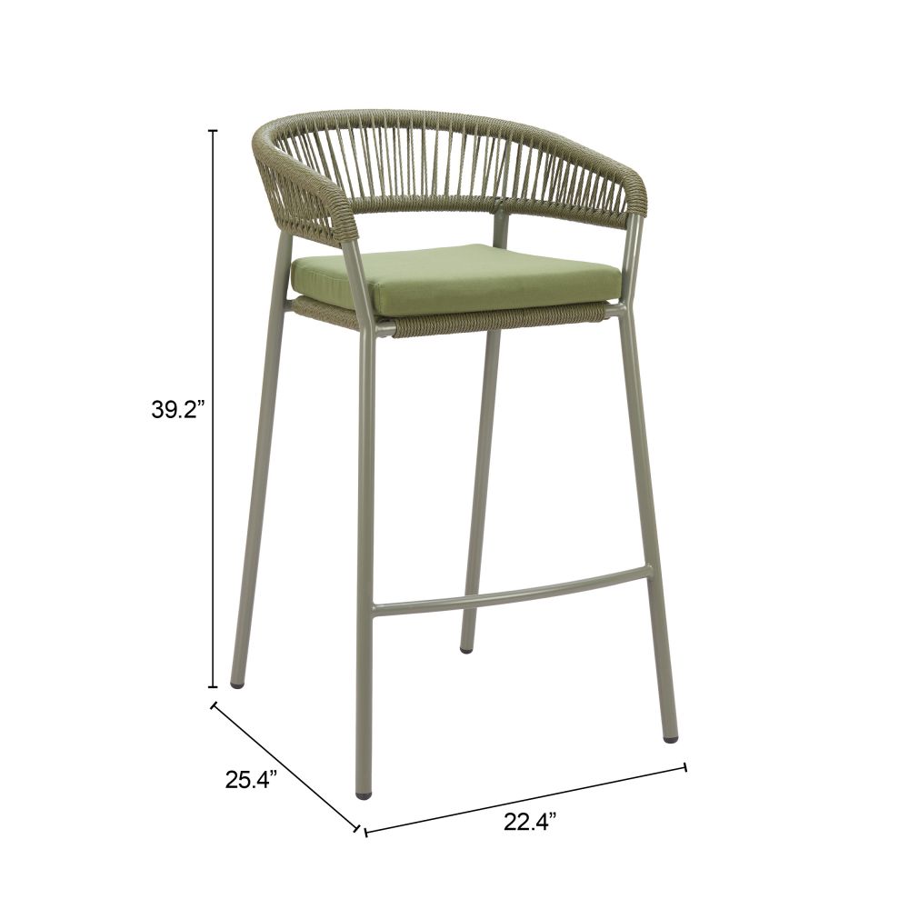 Zuo Modern Skye Olefin Fabric Outdoor Barstool 2PC