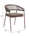 Zuo Modern Skye Olefin Fabric Outdoor Dining Chair 2PC
