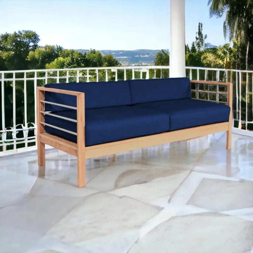 SoHo 3 - Person Teak Outdoor Couch Sunbrella Cushions - LOOMLAN - HiTeak - Outdoor Sofas &amp; Loveseats