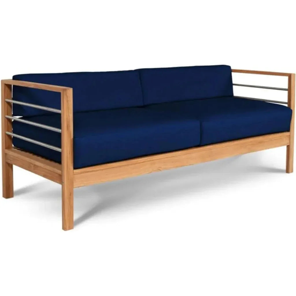 SoHo 3 - Person Teak Outdoor Couch Sunbrella Cushions - LOOMLAN - HiTeak - Outdoor Sofas &amp; Loveseats