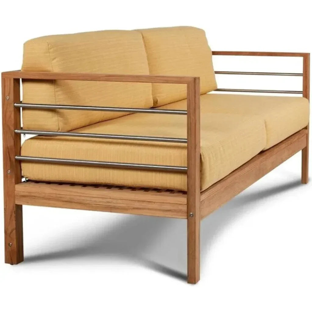 SoHo 3 - Person Teak Outdoor Couch Sunbrella Cushions - LOOMLAN - HiTeak - Outdoor Sofas &amp; Loveseats