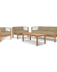 SoHo 4-Piece Teak Outdoor Patio Deep Seating Set with Sunbrella Cushions-Outdoor Lounge Sets-HiTeak-Taupe-LOOMLAN