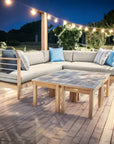 SoHo 7-piece Teak Outdoor Sectional Deep Seating Set with Sunbrella Cushion-Outdoor Sectional Sets-HiTeak-LOOMLAN