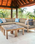 SoHo 7-piece Teak Outdoor Sectional Deep Seating Set with Sunbrella Cushion-Outdoor Sectional Sets-HiTeak-LOOMLAN