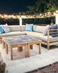 SoHo 7-piece Teak Outdoor Sectional Deep Seating Set with Sunbrella Cushion-Outdoor Sectional Sets-HiTeak-LOOMLAN