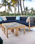 SoHo 7-piece Teak Outdoor Sectional Deep Seating Set with Sunbrella Cushion-Outdoor Sectional Sets-HiTeak-LOOMLAN