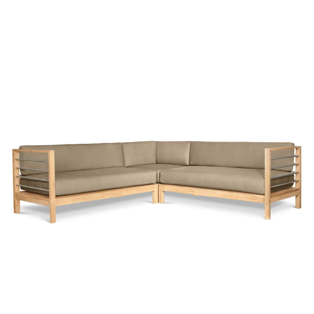 HiTeak SoHo Patio Sectional Deep Sofa Set with Sunbrella 7PC