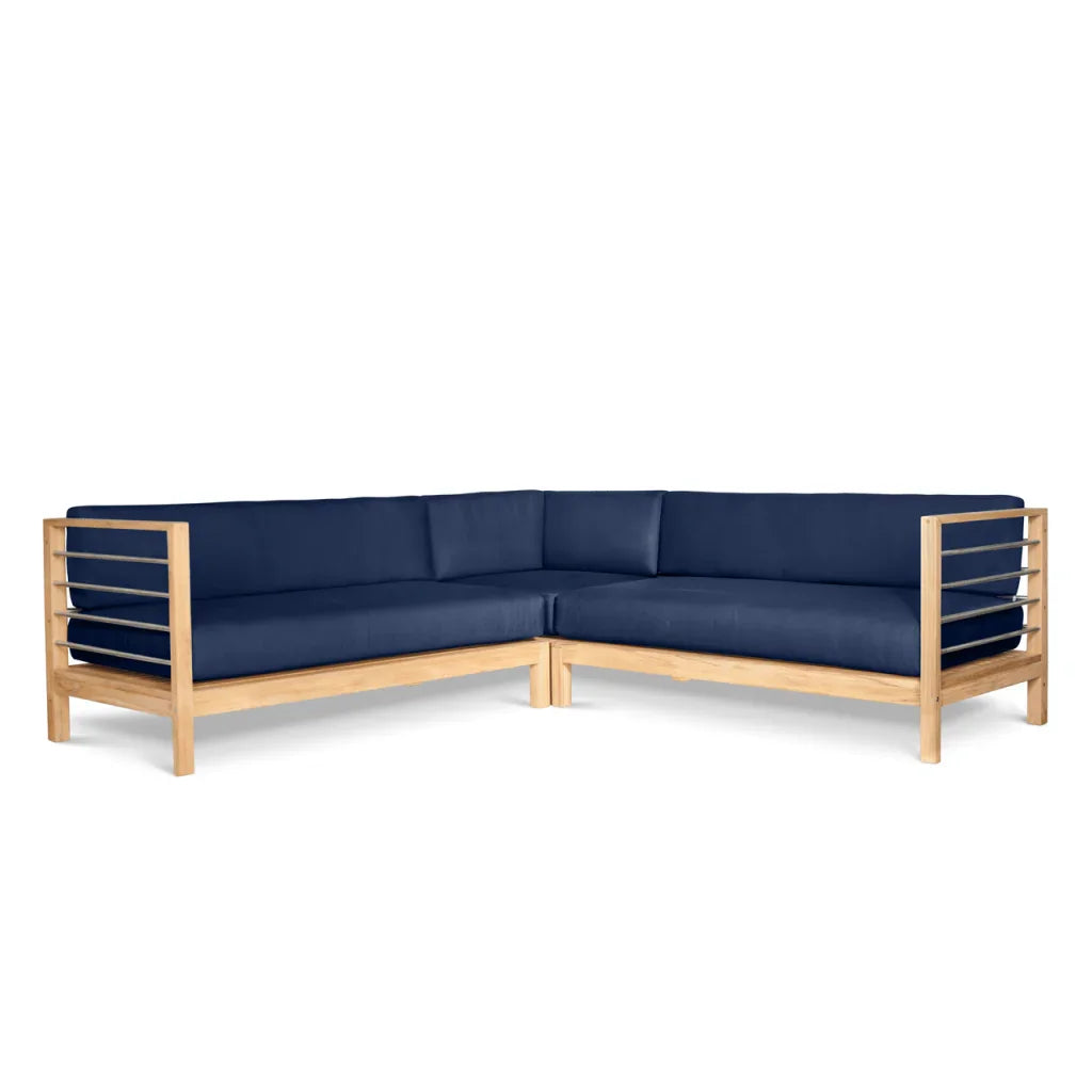 HiTeak SoHo Patio Sectional Deep Sofa Set with Sunbrella 7PC
