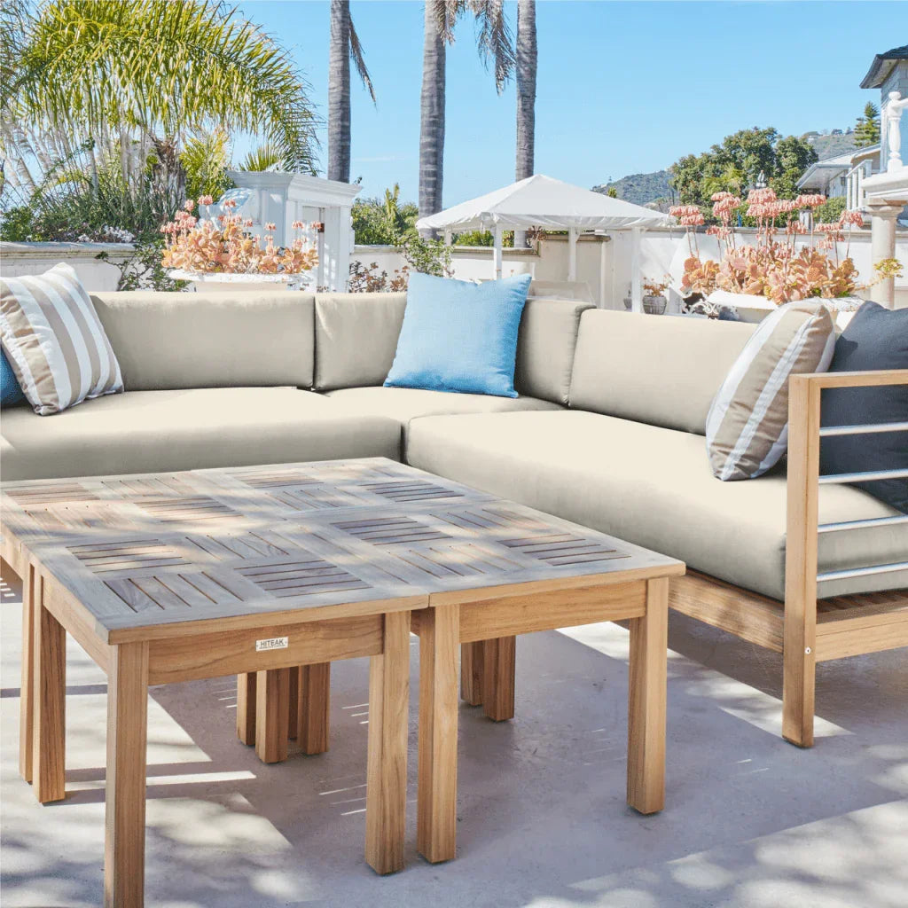 HiTeak SoHo Patio Sectional Deep Sofa Set with Sunbrella 7PC