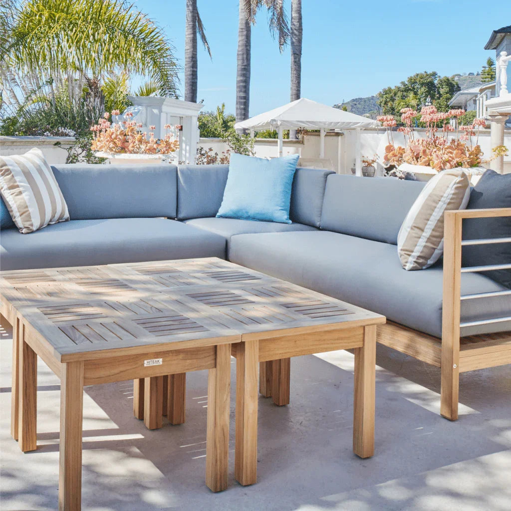 HiTeak SoHo Patio Sectional Deep Sofa Set with Sunbrella 7PC