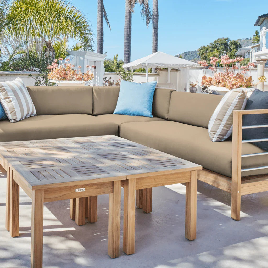 HiTeak SoHo Patio Sectional Deep Sofa Set with Sunbrella 7PC