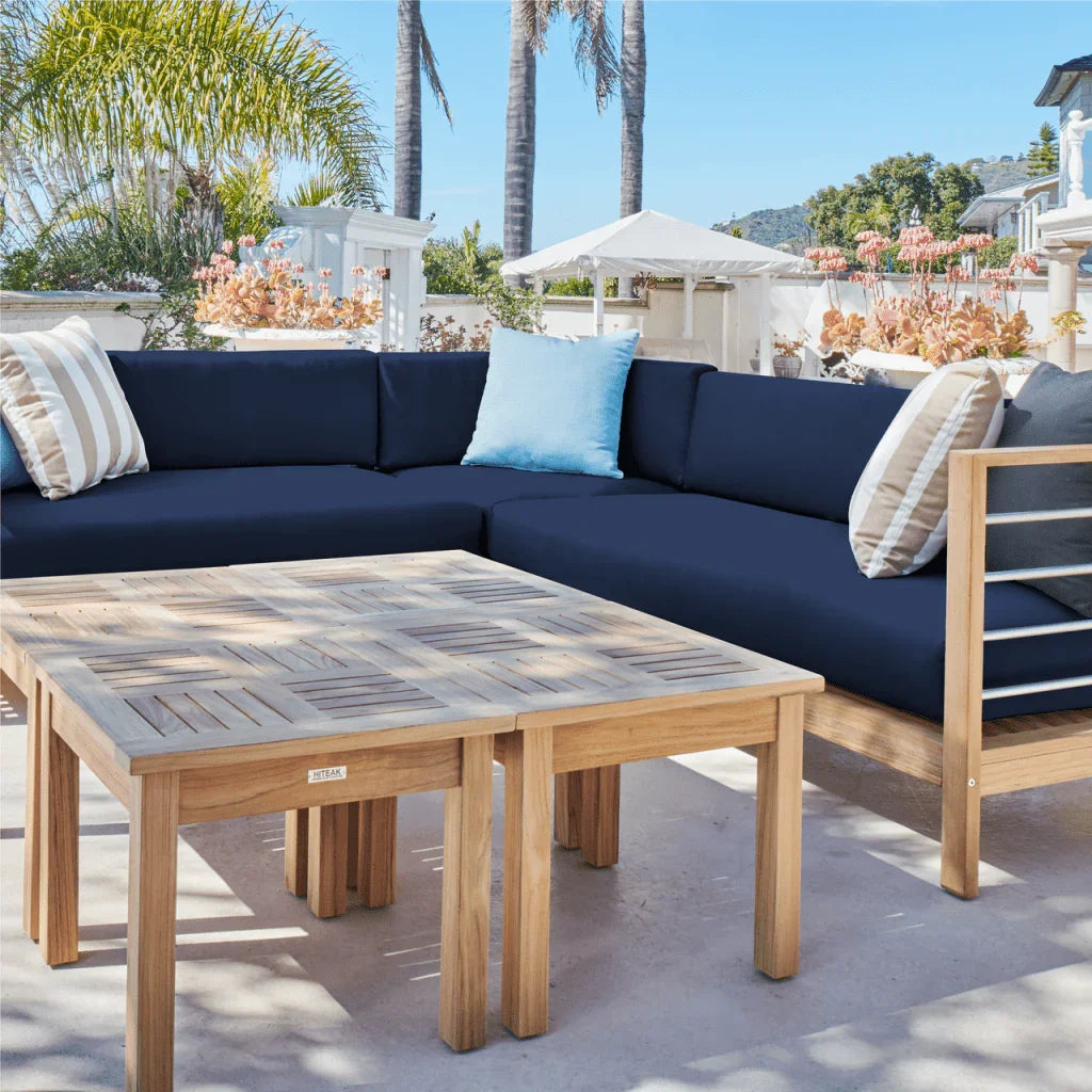 HiTeak SoHo Patio Sectional Deep Sofa Set with Sunbrella 7PC