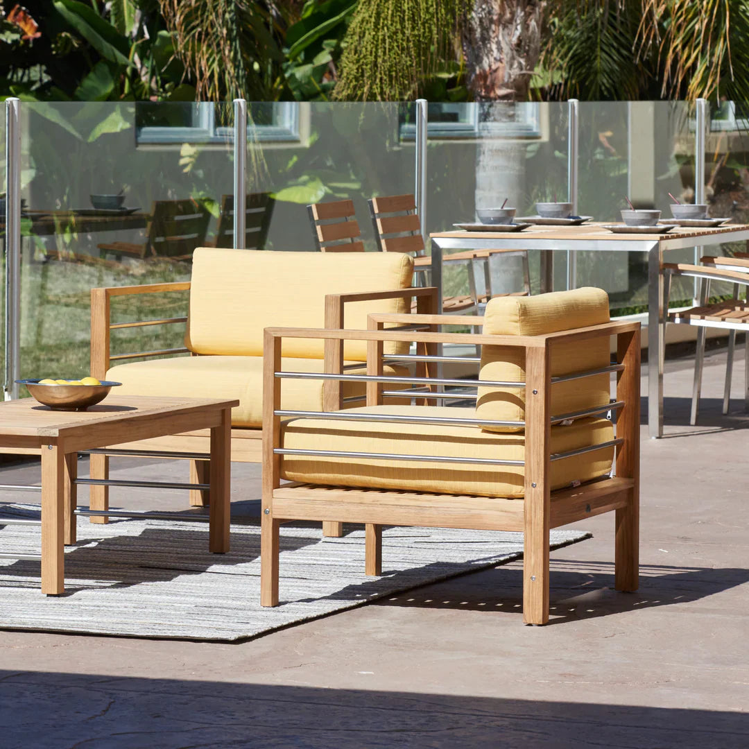 HiTeak SoHo Teak Outdoor Club Chair Sunbrella Cushion