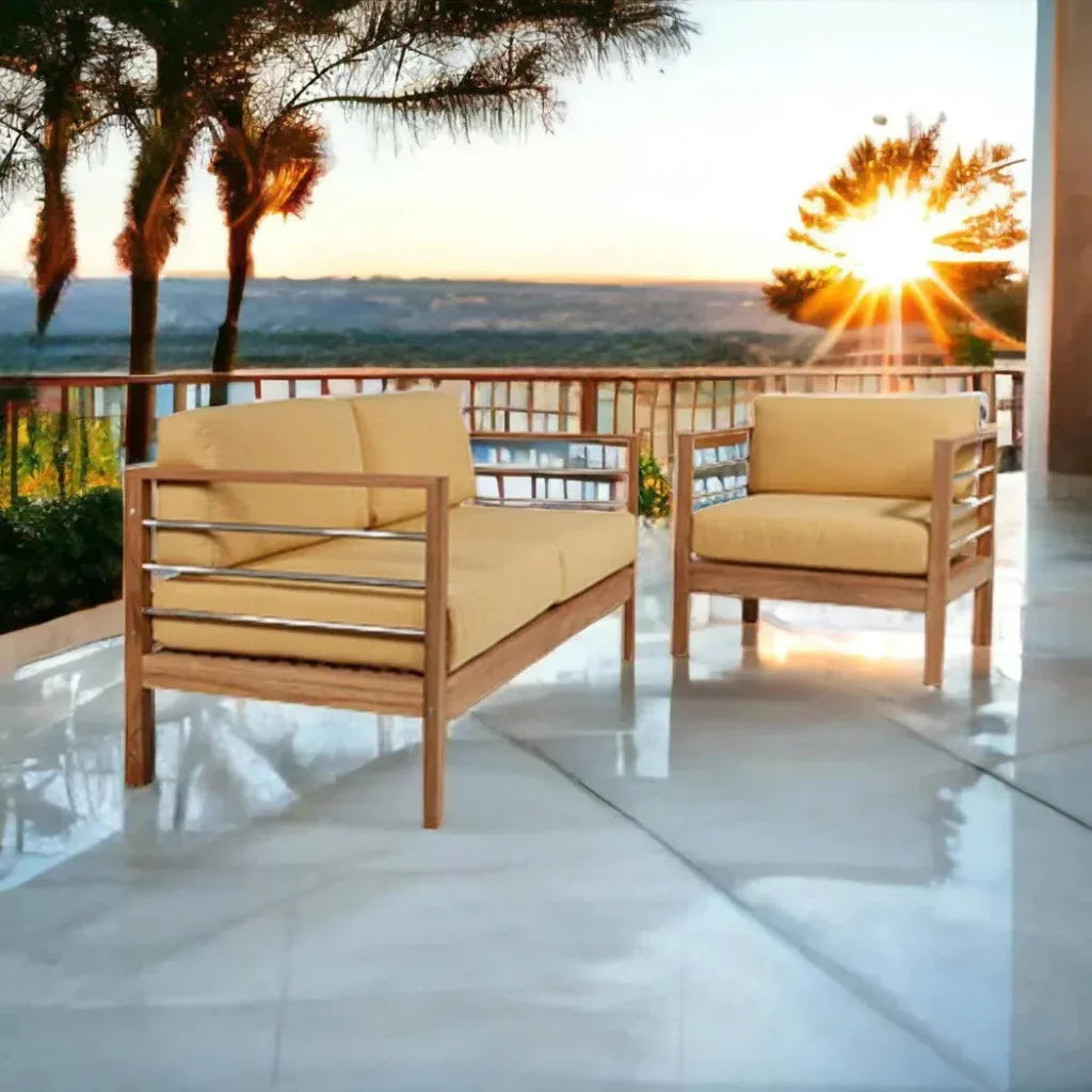 HiTeak SoHo Teak Outdoor Club Chair Sunbrella Cushion